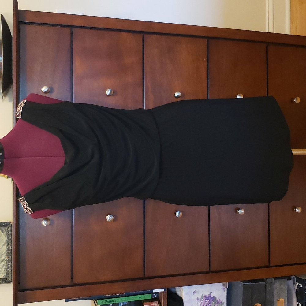 WHBM Solid Black Sleeveless Dress w/Beaded Shoulders; Size 00
